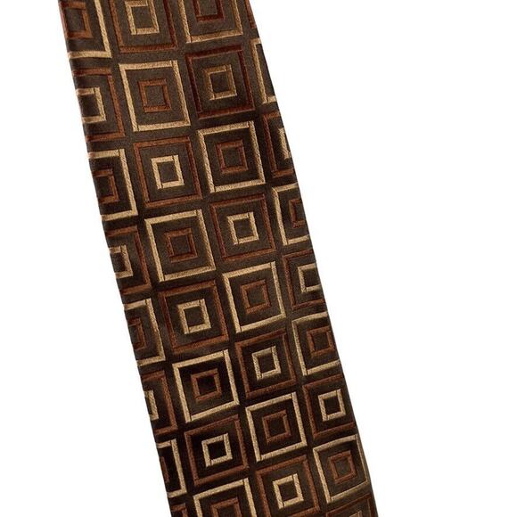 Jos A Bank Signature Collection Mens Italy Made Brown 100% Silk Tie Necktie - Picture 7 of 16